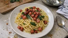 Tagliolini burro e salvia con pancetta croccante: pronti in pochi minuti