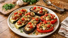 Verdure ripiene al forno con carne e mozzarella: crosticina dorata e ripieno filante