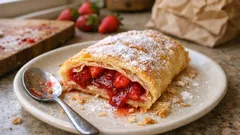 Strudel di fragole con pasta sfoglia: croccante fuori, morbido e succoso dentro