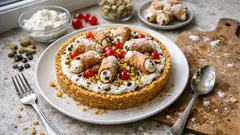 Crostata fredda al cannolo: base di cialde e crema di ricotta, senza forno