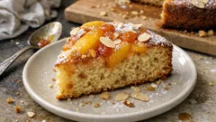 Torta soffice con amaretti e pesche sciroppate (senza burro): perfetta per colazione