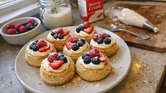 Vol-au-vent ai frutti di bosco: crema rosa senza cottura, pronti in pochi minuti