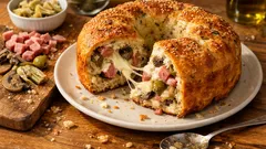 Ciambella salata capricciosa in friggitrice ad aria: soffice e filante in 30 minuti