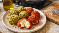 Palline di ricotta salate senza cottura: pistacchio e paprika, pronte in pochi minuti