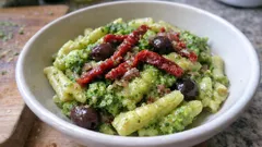 Pasta broccoli e pomodori secchi: il trucco della mantecatura per un sugo cremoso