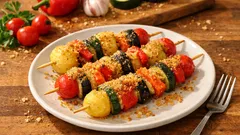 Spiedini di verdure al forno con pangrattato: croccanti e colorati in 25 minuti