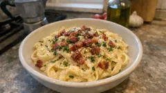 Pasta panna e pancetta cremosa: la ricetta salvacena pronta in 20 minuti