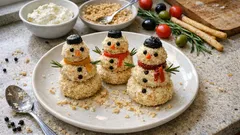 Pupazzi di neve salati: l’antipasto di Natale facile e scenografico con ricotta e formaggio