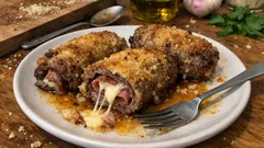 Involtini di manzo al forno con prosciutto ed emmental: dorati fuori, filanti dentro