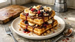 Gofri piemontesi fatti in casa: morbidi e spessi, con nocciola, banana e frutti di bosco