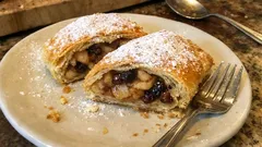 Strudel di pasta sfoglia: 3 ripieni facili (mele, pere e cioccolato, pesche e mandorle)