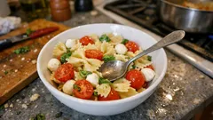 Pasta fredda pomodorini e mozzarella: fresca, veloce e perfetta da portare via