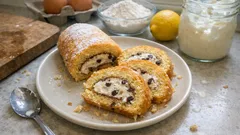 Rotolo paradiso con gocce di cioccolato: soffice, cremoso e facile da affettare