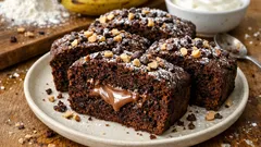 Banana bread al cioccolato senza uova: soffice, con cuore cremoso alle nocciole