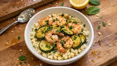 Cous cous con zucchine e gamberi: fresco, profumato al limone e pronto in pochi passaggi