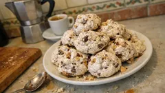 Spumini alle nocciole e gocce di cioccolato: meringhe croccanti con 4 albumi