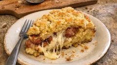 Sbriciolata di patate con salsiccia e mozzarella: croccante fuori, filante dentro