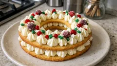 Cream tart natalizia a ciambella: frolla all’olio e crema compatta, facile da preparare in anticipo