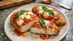 Petto di pollo al forno con pomodoro e formaggio: croccante fuori, morbido dentro