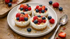Mini cheesecake ai frutti di bosco senza cottura: dolcetti monoporzione pronti in frigo