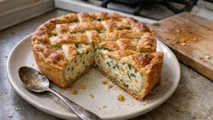 Crostata di campagna salata: brisé all’olio, ricotta e verdure grattugiate